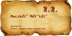 Maczkó Máté névjegykártya